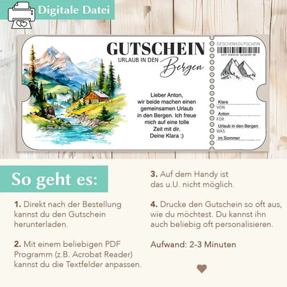 Urlaub Berge Gutschein Herzensprojekt Manufaktur