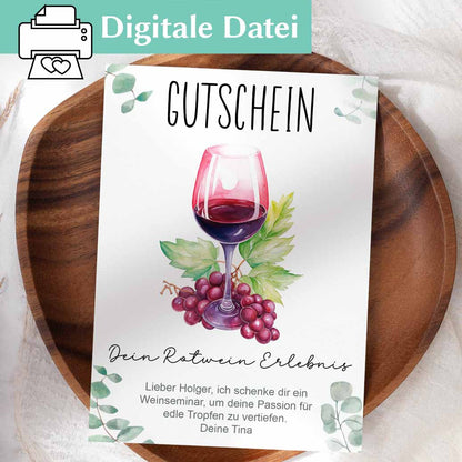 Gutscheinvorlage Rotwein Herzensprojekt Manufaktur