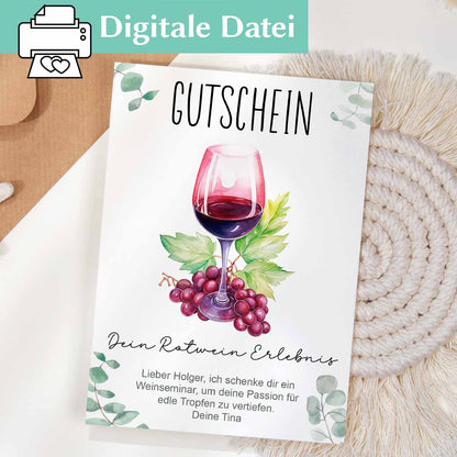 Gutscheinvorlage Rotwein Herzensprojekt Manufaktur
