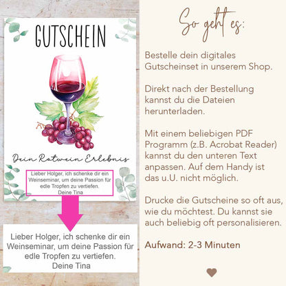 Gutscheinvorlage Rotwein Herzensprojekt Manufaktur