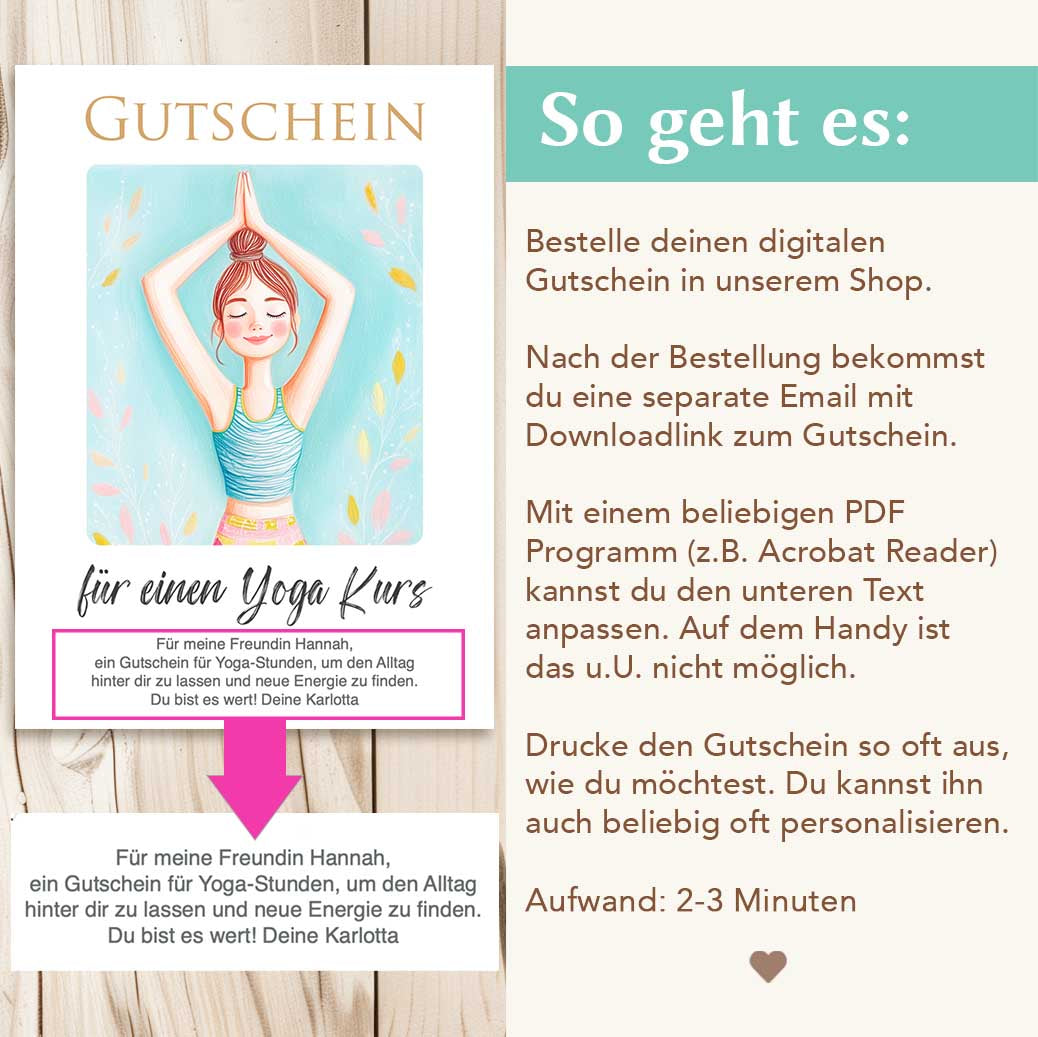 Yogakurs Gutschein Herzensprojekt Manufaktur