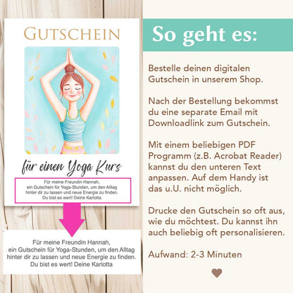 Yogakurs Gutschein Herzensprojekt Manufaktur