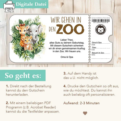 Gutschein Zoobesuch Herzensprojekt Manufaktur